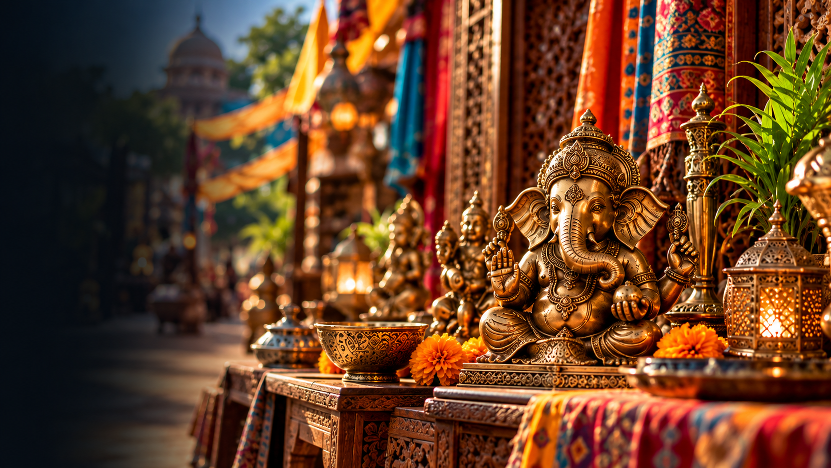 Traditionelle indische Figuren und kunstvolle Skulpturen