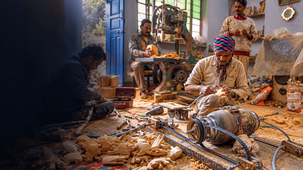 Indische Handwerkskunst – traditionelle Holzverarbeitung in Indien