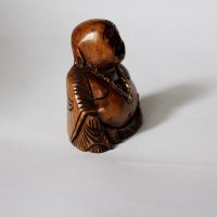 Buddha lachend, sitzend, dunkel, 5 cm