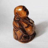 Buddha lachend, sitzend, dunkel, 10 cm