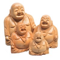 Buddha lachend, sitzend, hell, 7,5 cm