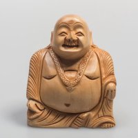 Buddha lachend, sitzend, hell, 10 cm