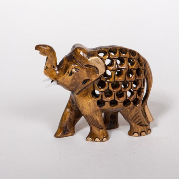 Elefant in Elefant, R&uuml;ssel unten, dunkel, 7,5 cm