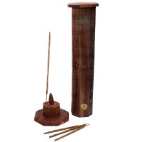 Räucherturm aus Palisanderholz, sechseckig mit "OM"