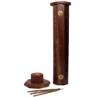 Räucherturm aus Palisanderholz, sechseckig mit "OM"