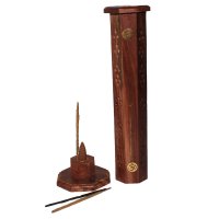 Räucherturm aus Palisanderholz, sechseckig mit "OM"