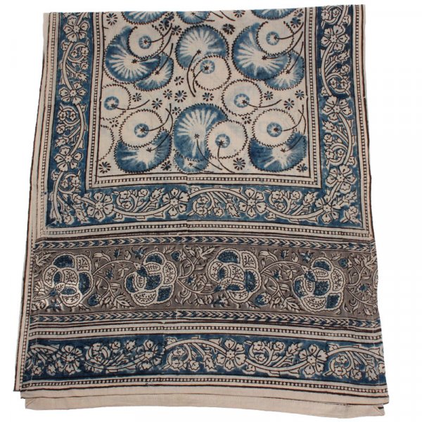 Kalamkari Schal 35x180cm; Indigo, Paesly