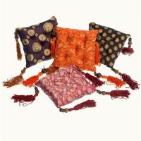 Klangschalenkissen mit Brokat, 15 x 15 cm, 4er Set