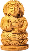Holz - Buddha auf Lotus, segnend, ca 6,25 cm