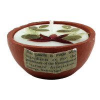 Duftkerze im Tontopf, versch. Duftnoten  Lotus