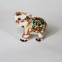 Elefant grüßend handbemalt weinrot