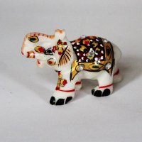 Elefant grüßend handbemalt weinrot