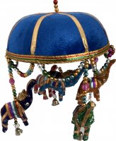 Korb mit 5 Elefanten, 5 versch. Farben, ca 12 cm Blau