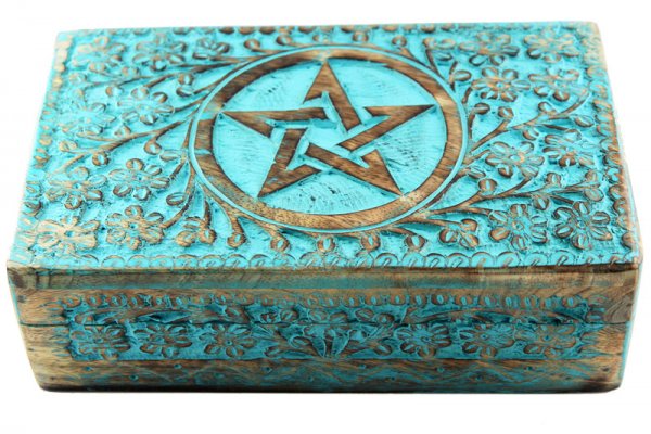 Box- &quot;Star&quot;, aus Mangoholz ca,. 20x15 cm, Blau