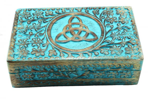Box - &quot;Celtic&quot; aus Mangoholz, ca. 20x15 cm, Blau