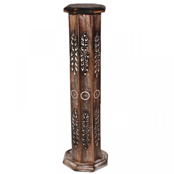Räucherturm aus Mangoholz "Antik", ca 30 cm hoch
