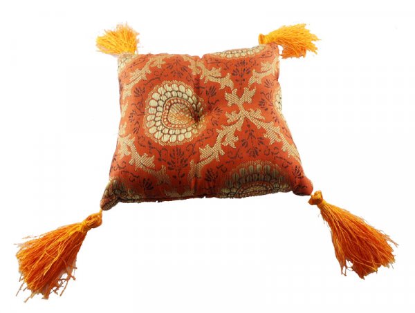 Klangschalenkissen mit Brokat, 15 x 15 cm,  orange