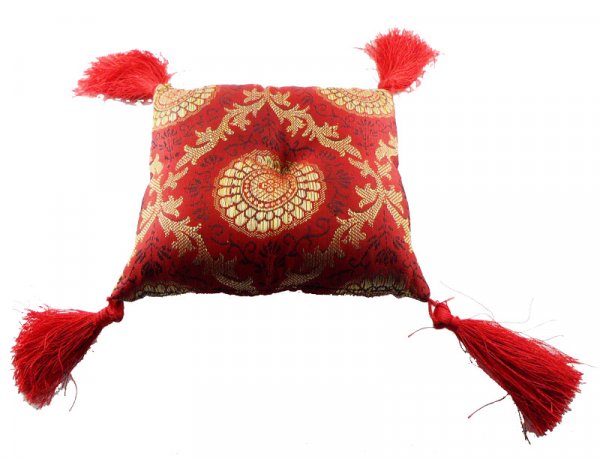 Klangschalenkissen mit Brokat, 15 x 15 cm, rot
