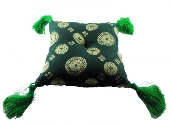 Klangschalenkissen mit Brokat, 15 x 15 cm, grün