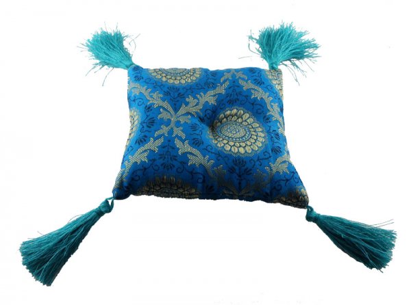 Klangschalenkissen mit Brokat, 15 x 15 cm, türkis