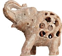 Elefant in Elefant aus Speckstein, R&uuml;ssel hoch, 7,5 cm