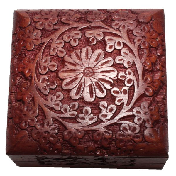 Box "K.T." aus Palisanderholz,ca. 10x10 cm