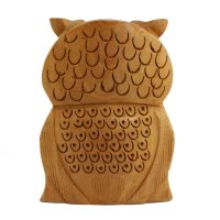 Eule aus Holz geschnitzt eckig 10 cm
