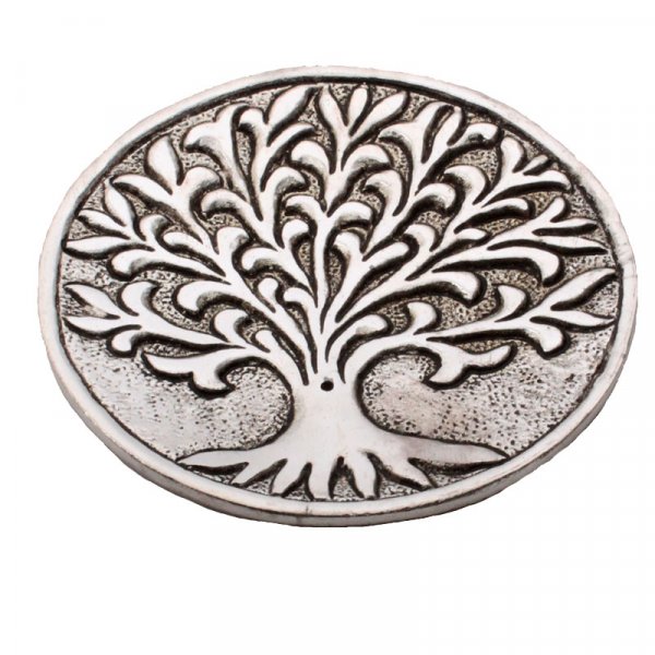 Räucherteller aus Aluminium, ca 10 cm, verschiedene Motive Lebensbaum