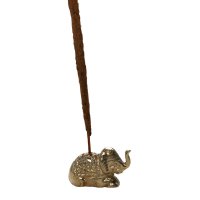 Messingtiere als Räucherstäbchenhalter, ca 3 cm Elefant sitzend
