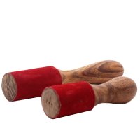 Holzklöppel mit Leder, ca 3,5cm, 2 versch. Längen