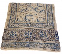 Kalamkarischals aus Baumwolle, 35x180 cm Indigoblau mit Paisley