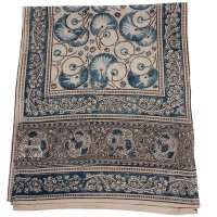 Kalamkarischals aus Baumwolle, 35x180 cm Indigoblau mit Paisley