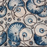 Kalamkarischals aus Baumwolle, 35x180 cm Indigoblau mit Paisley