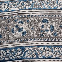Kalamkarischals aus Baumwolle, 35x180 cm Indigoblau mit Paisley