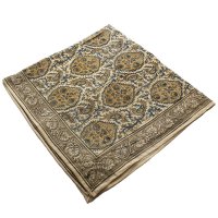 Kalamkari- Bandanatuch, 55x55 cm. Gelb-Grün