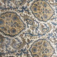 Kalamkari- Bandanatuch, 55x55 cm. Gelb-Grün