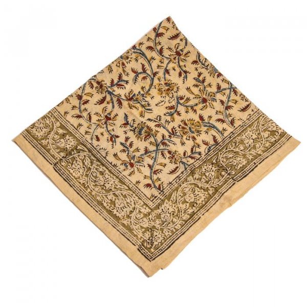 Kalamkari- Bandanatuch, 55x55 cm. Rankenmotive