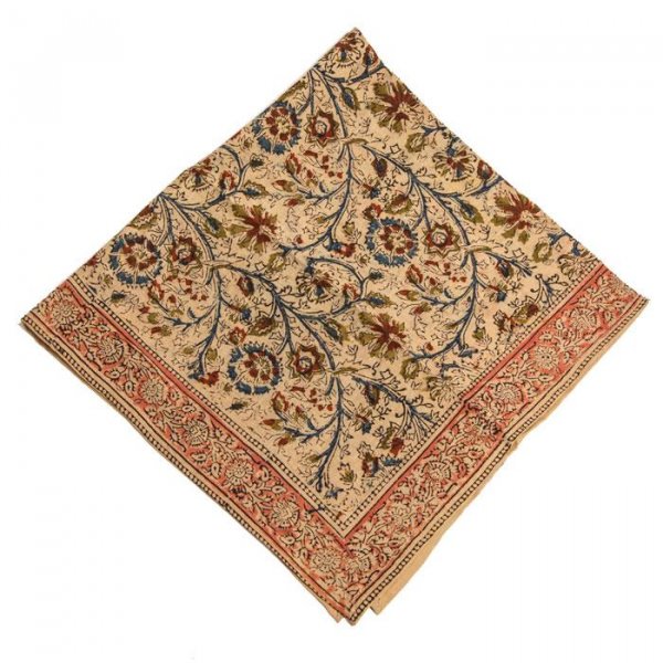 Kalamkari- Bandanatuch, 55x55 cm.1 Rosa-Rot