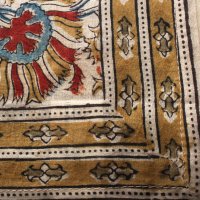 Kalamkari- Bandanatuch, 55x55 cm. Rot Blau mit Pesley