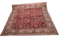 Kalamkari- Bandanatch, 55x55 cm. Rot mit Blumen und Elefanten