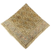 Kalamkari- Tuch, 110x110 cm, Grün-Gelb-Blau
