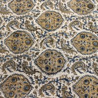 Kalamkari- Tuch, 110x110 cm, Grün-Gelb-Blau