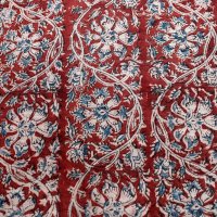 Kalamkari Tuch 110x110cm,Rot mit Elefanten