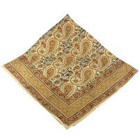 Kalamkari Tuch 110x110cm, Pesley, Gelb-Blau