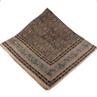 Kalamkari Tuch 110x110cm, Schwarz-Blau