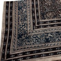 Kalamkari Tuch 110x110cm, Schwarz-Blau