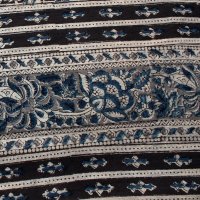 Kalamkari Tuch 110x110cm, Schwarz-Blau