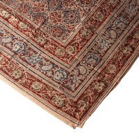 Kalamkari Tuch 110x110cm, Blumen Braun-Blau