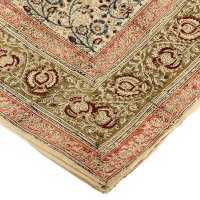 Kalamkari Tuch 110x110cm, Rosa-Rostbraun mit Ranken