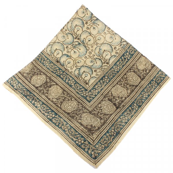 Kalamkari Tuch 110x110cm, Indigo Blue